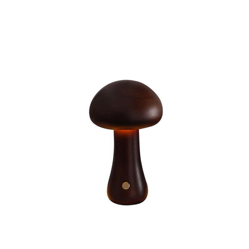 Contemporary Scandinavian Rechargeable Solid Wood Mushroom LED Table Lamp Night Light For Bedside Lumendat