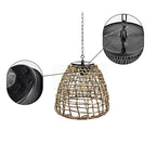 Traditional Farmhouse Solar Waterproof Weaving Iron Rattan Cage LED Outdoor Pendant Light for Outdoor Patio BulbSquare