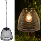 Traditional Farmhouse Solar Waterproof Weaving Iron Rattan Cage LED Outdoor Pendant Light for Outdoor Patio BulbSquare