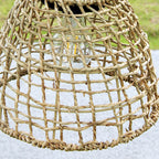 Traditional Farmhouse Solar Waterproof Weaving Iron Rattan Cage LED Outdoor Pendant Light for Outdoor Patio BulbSquare