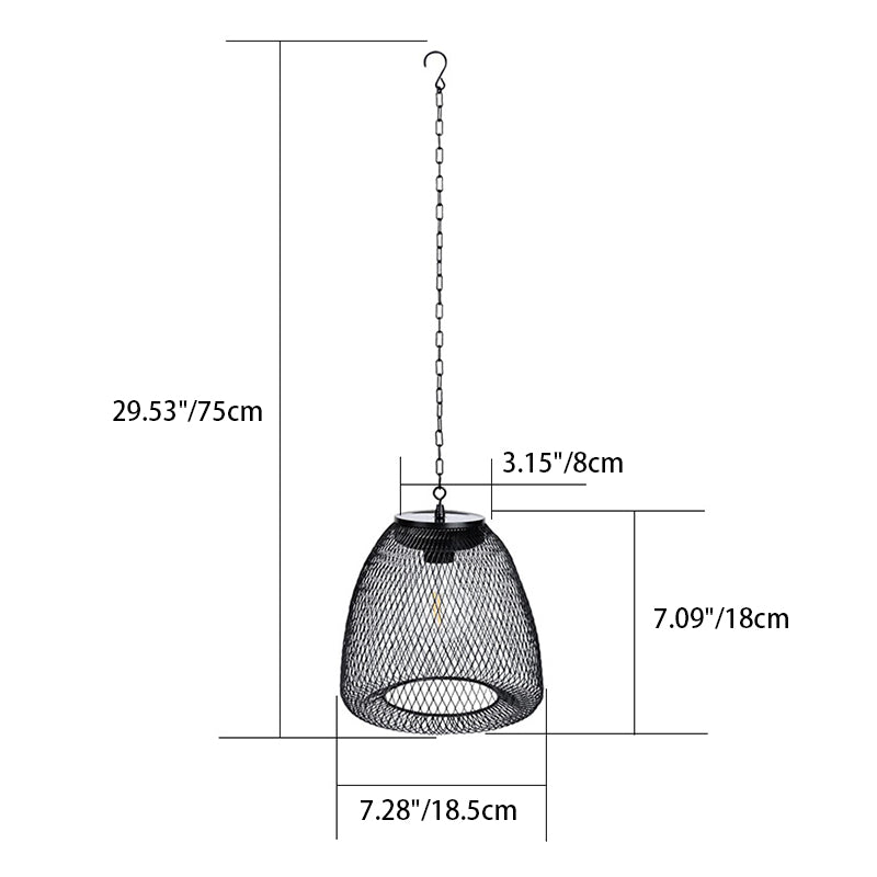 Traditional Farmhouse Solar Waterproof Weaving Iron Rattan Cage LED Outdoor Pendant Light for Outdoor Patio BulbSquare