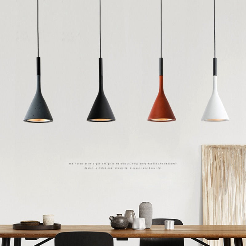 Contemporary Nordic Iron Conic 1-light Pendant Light for Bedside BulbSquare
