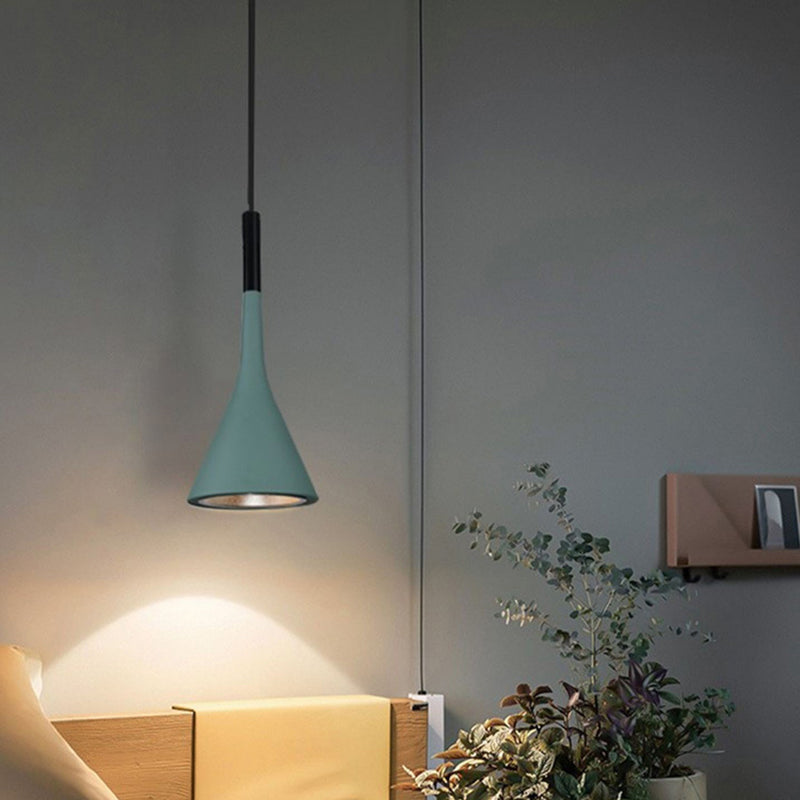 Contemporary Nordic Iron Conic 1-light Pendant Light for Bedside BulbSquare