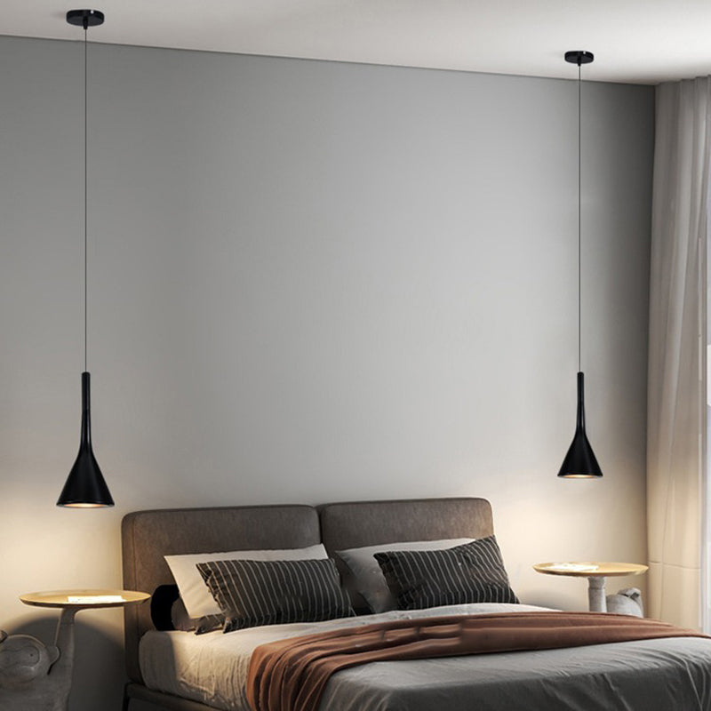 Contemporary Nordic Iron Conic 1-light Pendant Light for Bedside BulbSquare