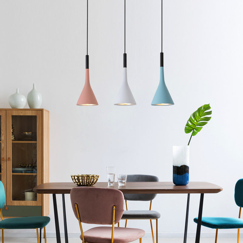 Contemporary Nordic Iron Conic 1-light Pendant Light for Bedside BulbSquare