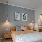 Contemporary Nordic Iron Conic 1-light Pendant Light for Bedside BulbSquare