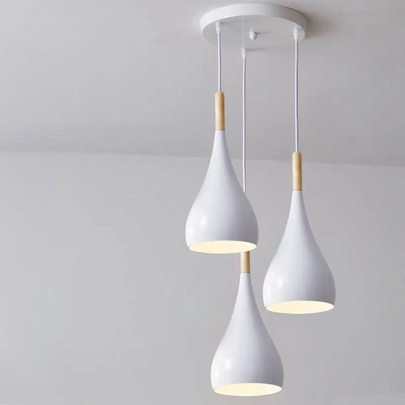 Contemporary Nordic Iron Wood Aluminum Gourd Water Drop 1-light Pendant Light for Dining Room Lumendat