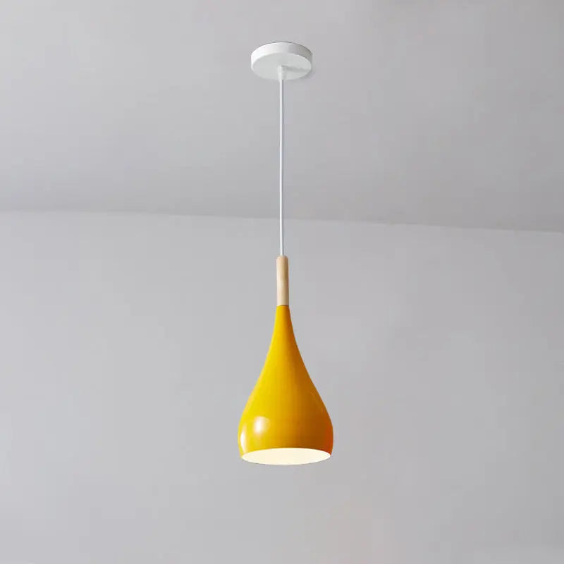 Contemporary Nordic Iron Wood Aluminum Gourd Water Drop 1-light Pendant Light for Dining Room Lumendat