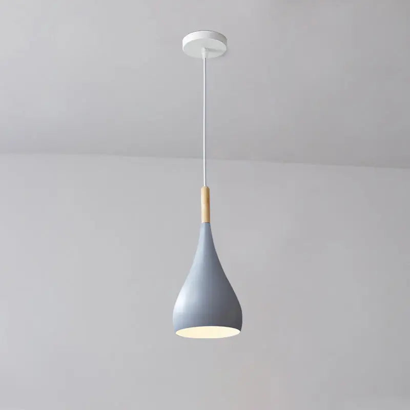 Contemporary Nordic Iron Wood Aluminum Gourd Water Drop 1-light Pendant Light for Dining Room Lumendat