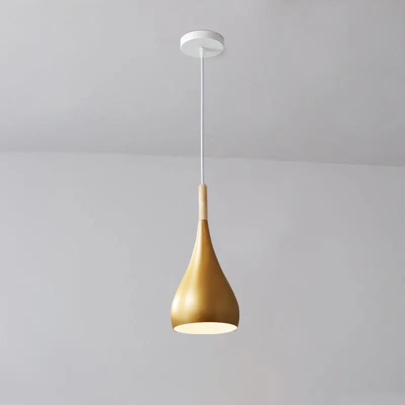 Contemporary Nordic Iron Wood Aluminum Gourd Water Drop 1-light Pendant Light for Dining Room Lumendat