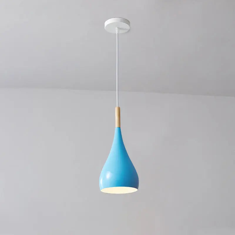 Contemporary Nordic Iron Wood Aluminum Gourd Water Drop 1-light Pendant Light for Dining Room Lumendat