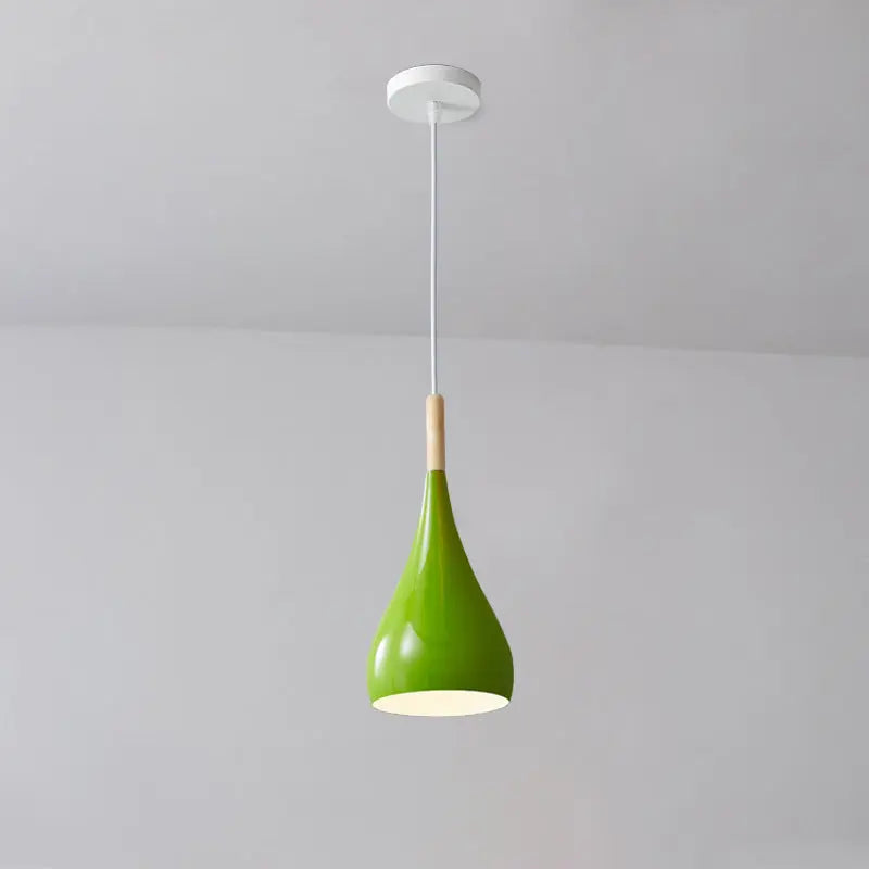 Contemporary Nordic Iron Wood Aluminum Gourd Water Drop 1-light Pendant Light for Dining Room Lumendat