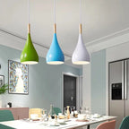 Contemporary Nordic Iron Wood Aluminum Gourd Water Drop 1-light Pendant Light for Dining Room Lumendat