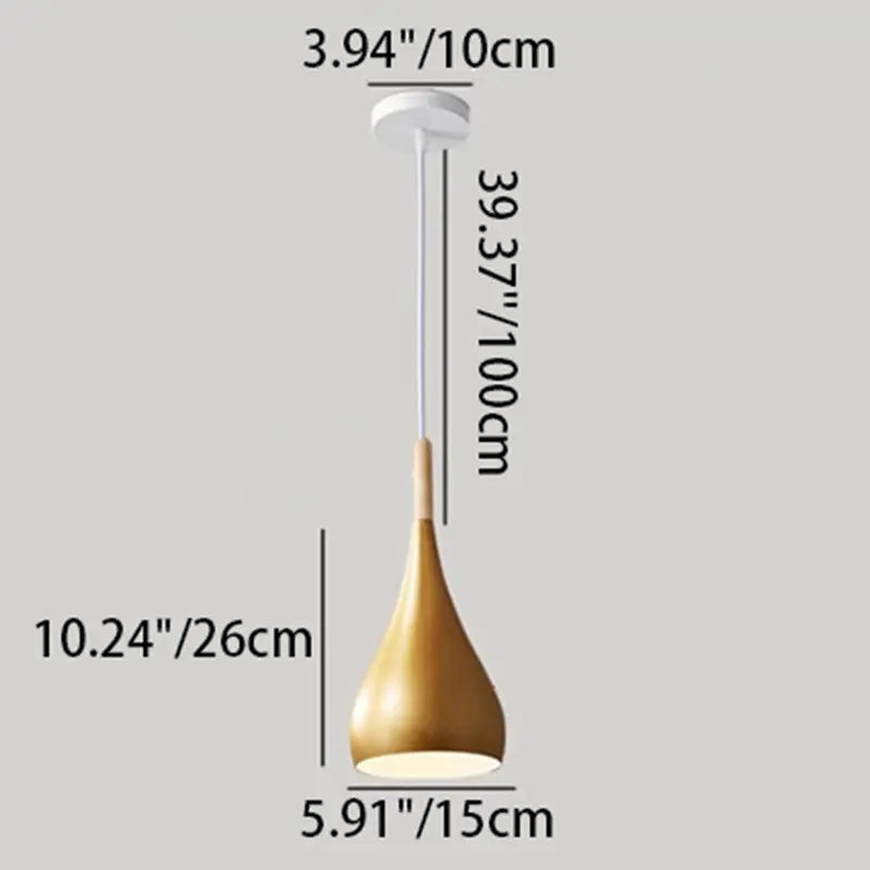 Contemporary Nordic Iron Wood Aluminum Gourd Water Drop 1-light Pendant Light for Dining Room Lumendat