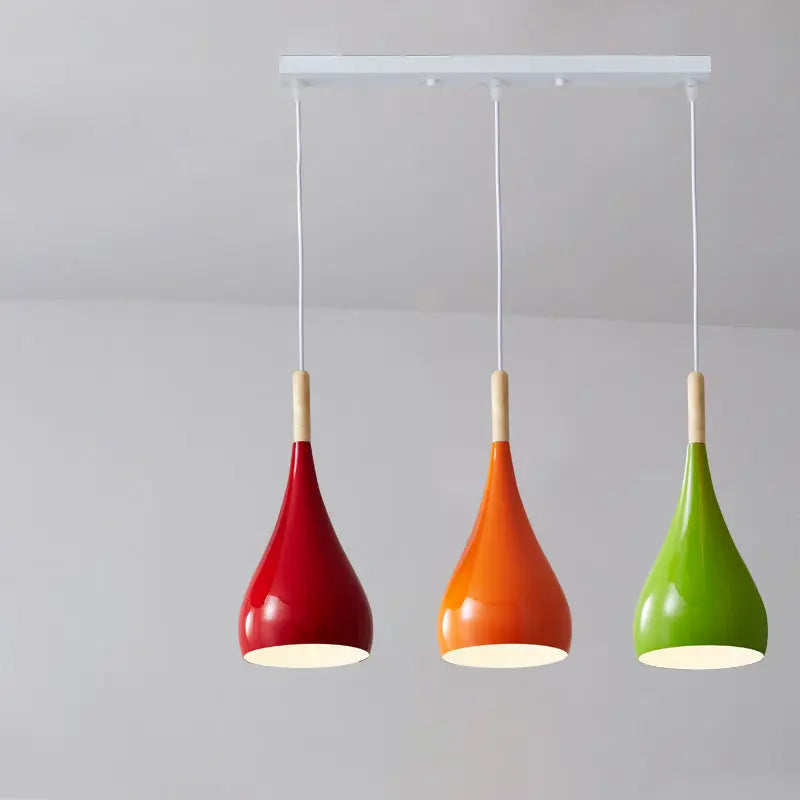 Contemporary Nordic Iron Wood Aluminum Gourd Water Drop 1-light Pendant Light for Dining Room Lumendat