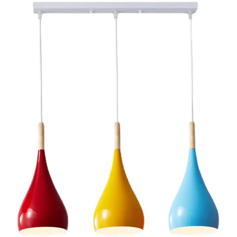 Contemporary Nordic Iron Wood Aluminum Gourd Water Drop 1-light Pendant Light for Dining Room Lumendat
