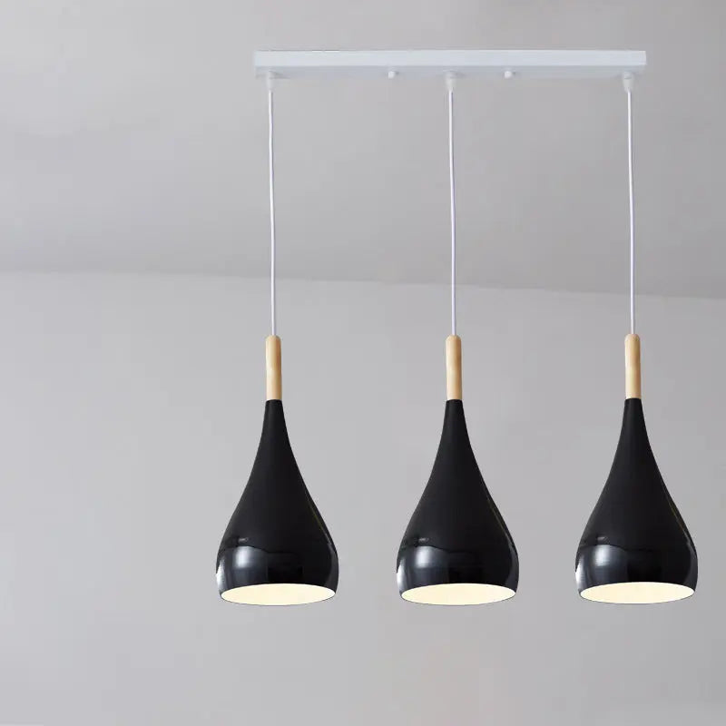 Contemporary Nordic Iron Wood Aluminum Gourd Water Drop 1-light Pendant Light for Dining Room Lumendat