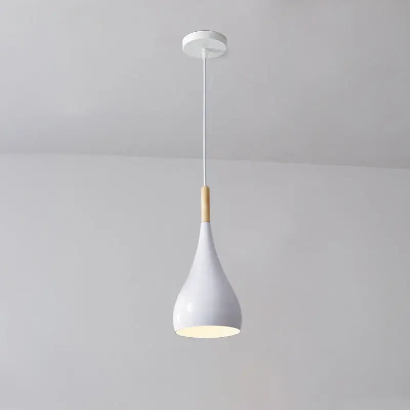 Contemporary Nordic Iron Wood Aluminum Gourd Water Drop 1-light Pendant Light for Dining Room Lumendat