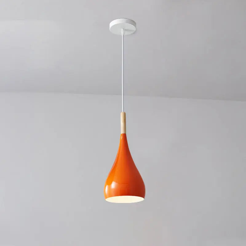 Contemporary Nordic Iron Wood Aluminum Gourd Water Drop 1-light Pendant Light for Dining Room Lumendat