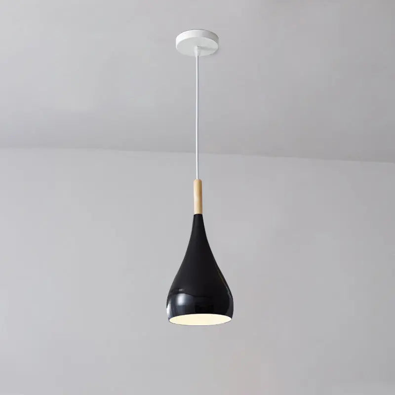 Contemporary Nordic Iron Wood Aluminum Gourd Water Drop 1-light Pendant Light for Dining Room Lumendat