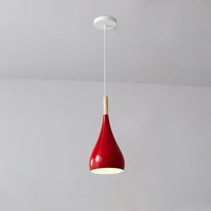 Contemporary Nordic Iron Wood Aluminum Gourd Water Drop 1-light Pendant Light for Dining Room Lumendat