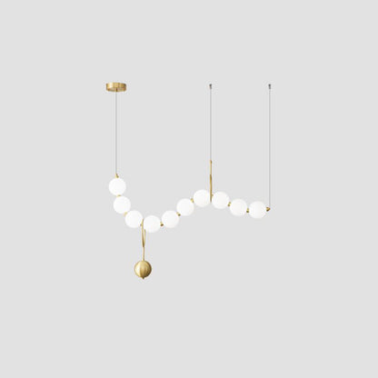 Contemporary Nordic Copper Acrylic Bead Pearl Necklace LED Chandeliers Island Light for Living Room