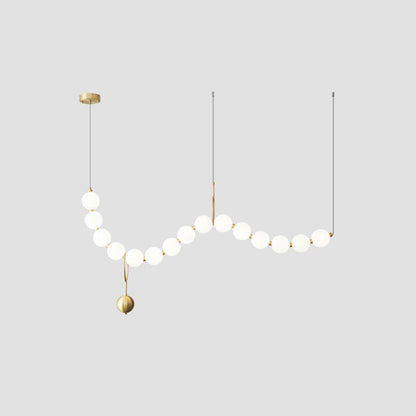 Contemporary Nordic Copper Acrylic Bead Pearl Necklace LED Chandeliers Island Light for Living Room