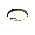 Traditional Chinese Brass Acrylic Round Bamboo Leaf LED Flush Mount Ceiling Light For Bedroom Lumendat