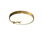 Traditional Chinese Brass Acrylic Round Bamboo Leaf LED Flush Mount Ceiling Light For Bedroom Lumendat