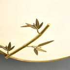 Traditional Chinese Brass Acrylic Round Bamboo Leaf LED Flush Mount Ceiling Light For Bedroom Lumendat