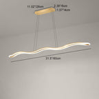 Contemporary Nordic Iron Aluminum Silica Wave Line LED Chandeliers Island Light for Dining Room BulbSquare