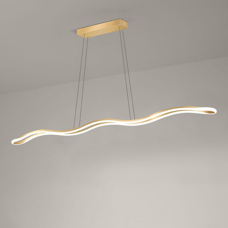 Contemporary Nordic Iron Aluminum Silica Wave Line LED Chandeliers Island Light for Dining Room BulbSquare