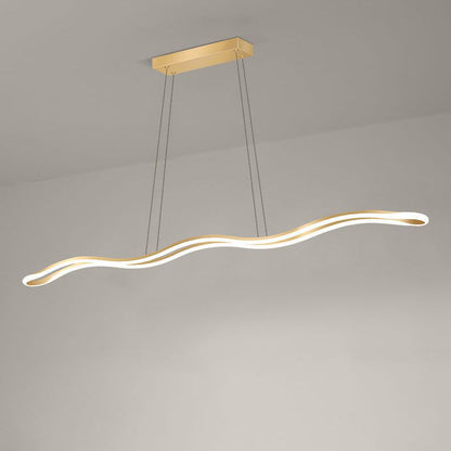 Contemporary Nordic Iron Aluminum Silica Wave Line LED Chandeliers Island Light for Dining Room