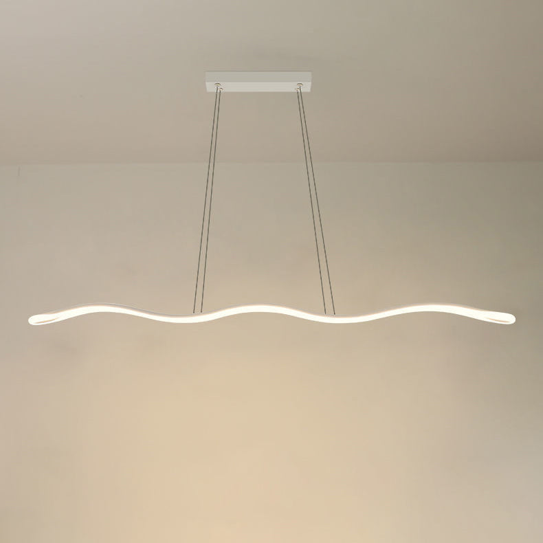 Contemporary Nordic Iron Aluminum Silica Wave Line LED Chandeliers Island Light for Dining Room BulbSquare