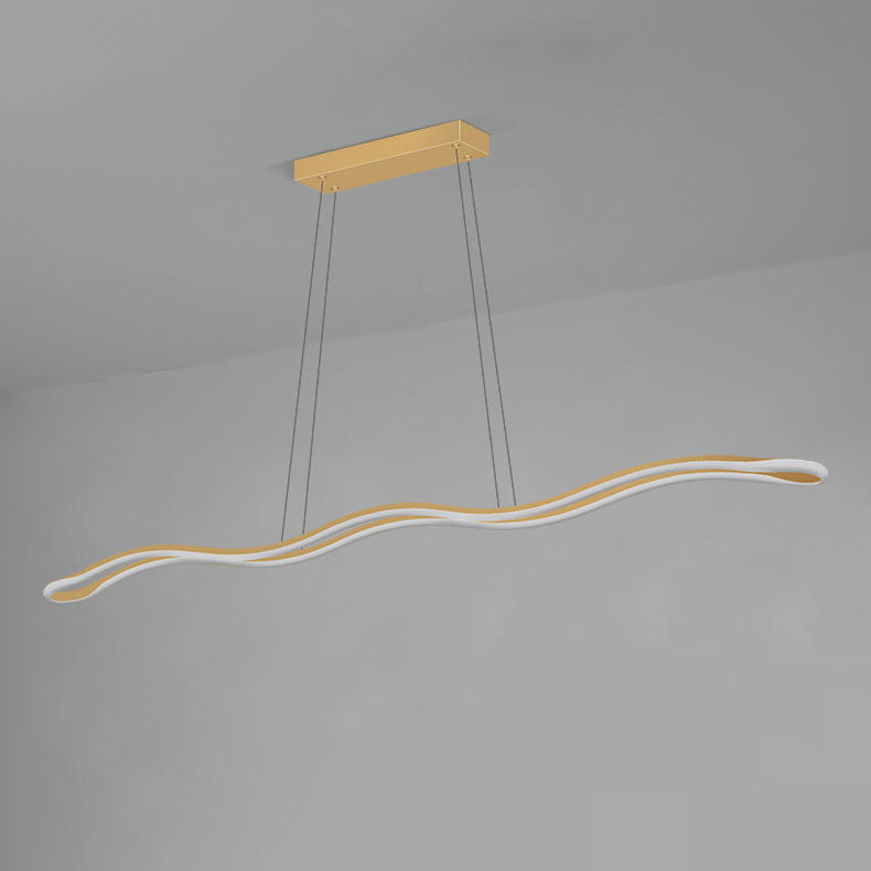 Contemporary Nordic Iron Aluminum Silica Wave Line LED Chandeliers Island Light for Dining Room BulbSquare