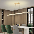Contemporary Nordic Iron Aluminum Silica Wave Line LED Chandeliers Island Light for Dining Room BulbSquare