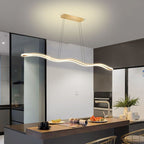 Contemporary Nordic Iron Aluminum Silica Wave Line LED Chandeliers Island Light for Dining Room BulbSquare