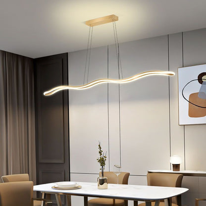 Contemporary Nordic Iron Aluminum Silica Wave Line LED Chandeliers Island Light for Dining Room