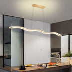 Contemporary Nordic Iron Aluminum Silica Wave Line LED Chandeliers Island Light for Dining Room BulbSquare