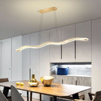 Contemporary Nordic Iron Aluminum Silica Wave Line LED Chandeliers Island Light for Dining Room BulbSquare