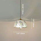 Traditional French Copper Glass Dome Floral Petal 1-Light Pendant Light For Dining Room