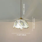 Traditional French Copper Glass Dome Floral Petal 1-Light Pendant Light For Dining Room