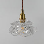 Traditional French Copper Glass Floral Rose Petal 1-light Pendant Light for Dining Room BulbSquare