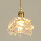 Traditional French Copper Glass Floral Rose Petal 1-light Pendant Light for Dining Room BulbSquare