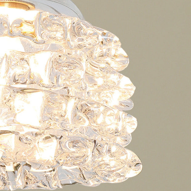 Traditional French Copper Glass Floral Rose Petal 1-light Pendant Light for Dining Room BulbSquare