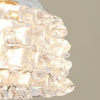 Traditional French Copper Glass Floral Rose Petal 1-light Pendant Light for Dining Room BulbSquare
