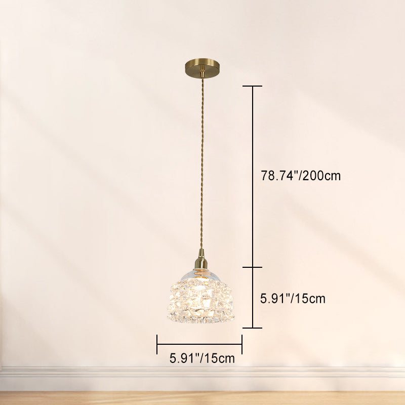 Traditional French Copper Glass Floral Rose Petal 1-light Pendant Light for Dining Room BulbSquare