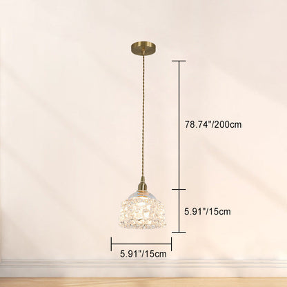 Traditional French Copper Glass Floral Rose Petal 1-Light Pendant Light For Dining Room