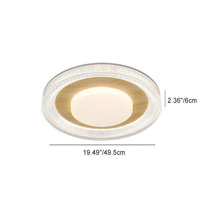 Contemporary Scandinavian Iron Plastic Acrylic Round Lozenge LED Flush Mount Ceiling Light For Bedroom