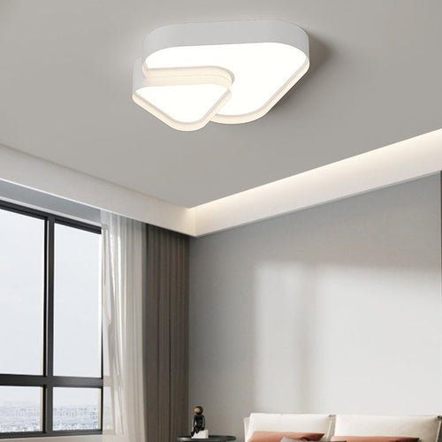 Modern Minimalist Hardware Acrylic Triangle LED Flush Mount Ceiling Light For Bedroom